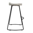 Tiva 24 Inch Handcrafted Backless Counter Height Stool- Mango Wood Saddle Seat
