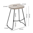 Tiva 24 Inch Handcrafted Backless Counter Height Stool- Mango Wood Saddle Seat