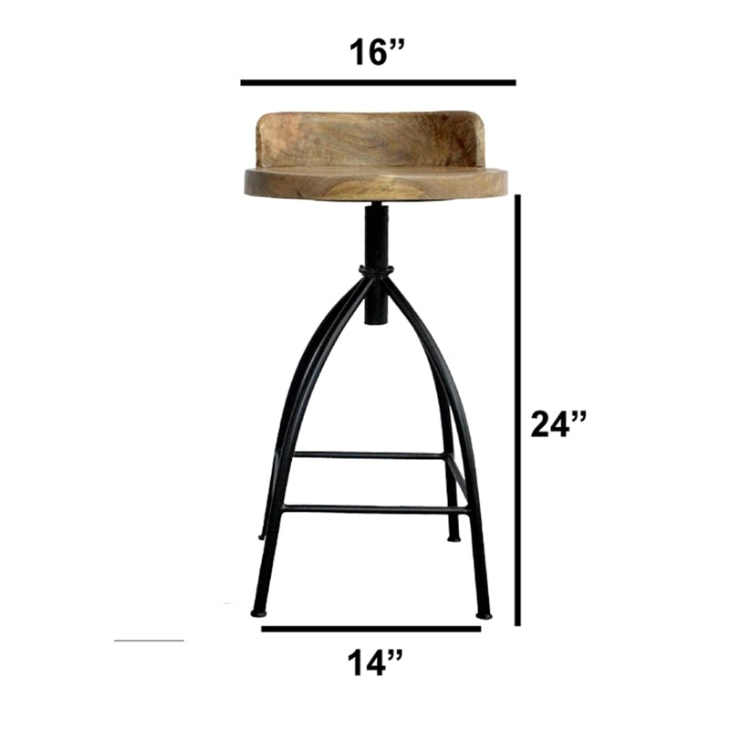 Pia 25-31 Inch Industrial Style Counter Height Stool with Adjustable Swivel Seat