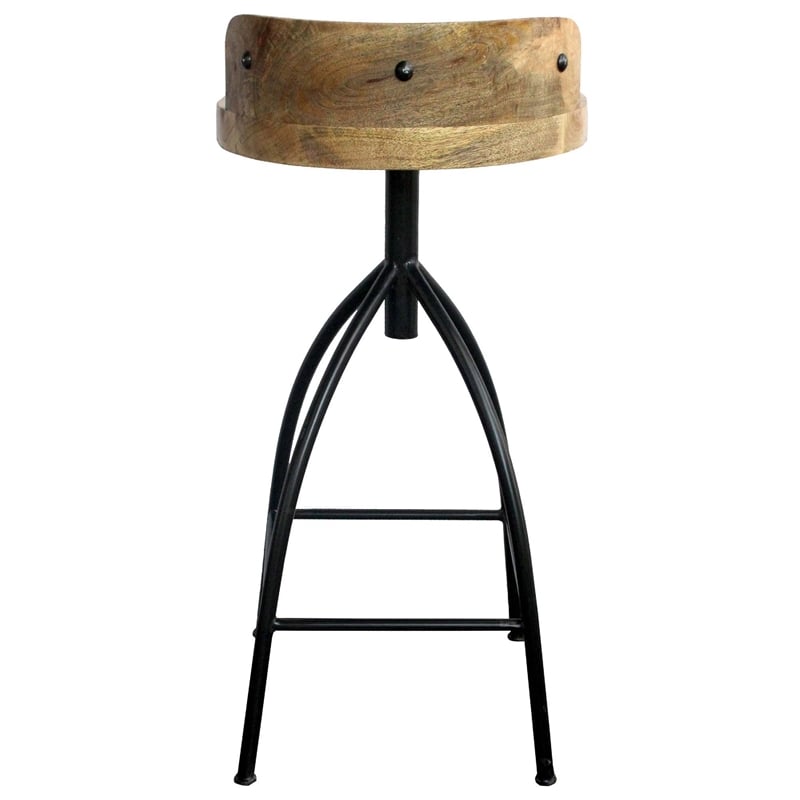Pia 32-35 Extra Tall Adjustable Barstool- Natural Brown Mango Wood Seat