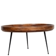 Gia Handcrafted Round Mango Wood  Coffee Table with Tray Top-  Dark Walnut Brown