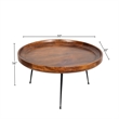 Gia Handcrafted Round Mango Wood  Coffee Table with Tray Top-  Dark Walnut Brown