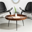 Gia Handcrafted Round Mango Wood  Coffee Table with Tray Top-  Dark Walnut Brown