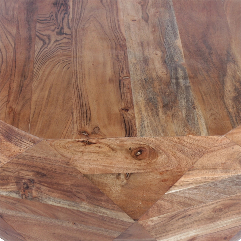 Bon 33 Inch Diamond Shape Acacia Wood Coffee Table With Smooth Top-Natural Brown