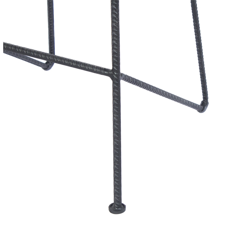 Jael 28 Inch Bar Stool with Mango Wood Saddle Seat- Iron Rod Legs- Brown