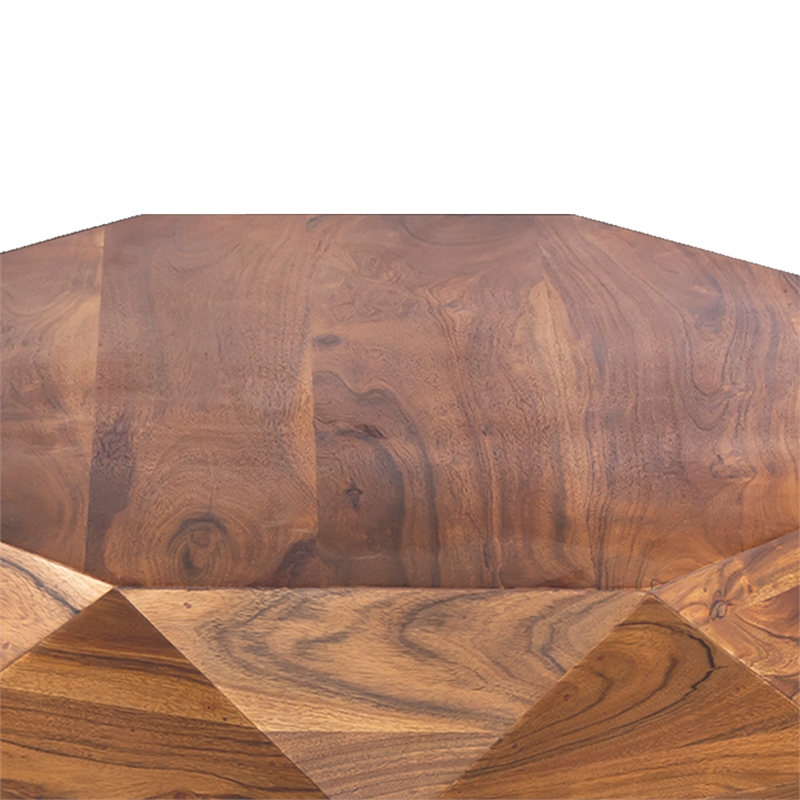 Bon 33 Inch Diamond Shape Acacia Wood Coffee Table With Smooth Top- Dark Brown
