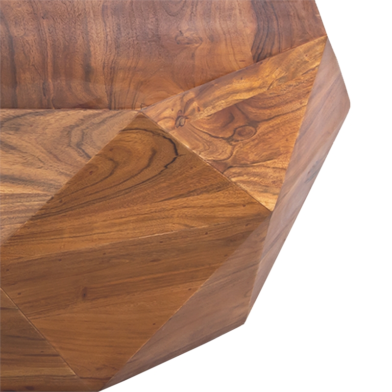 Bon 33 Inch Diamond Shape Acacia Wood Coffee Table With Smooth Top- Dark Brown