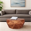 Bon 33 Inch Diamond Shape Acacia Wood Coffee Table With Smooth Top- Dark Brown