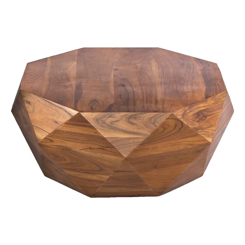 Bon 33 Inch Diamond Shape Acacia Wood Coffee Table With Smooth Top- Dark Brown
