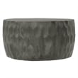 Val 34 Inch Handcrafted Mango Wood Coffee Table- Hammered Round Drum Shape