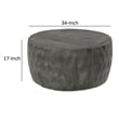 Val 34 Inch Handcrafted Mango Wood Coffee Table- Hammered Round Drum Shape