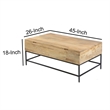 Audrey 45 Inch Handcrafted Mango Wood Coffee Table- Lift Top- Grain Details