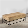 Audrey 45 Inch Handcrafted Mango Wood Coffee Table- Lift Top- Grain Details