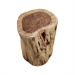 17 Inch Accent Stump Stool End Table-Live Edge Acacia Wood Log with Grain Detail