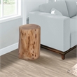 17 Inch Accent Stump Stool End Table-Live Edge Acacia Wood Log with Grain Detail