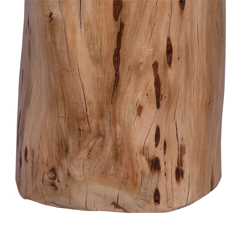 17 Inch Accent Stump Stool End Table-Live Edge Acacia Wood Log with Grain Detail