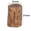 17 Inch Accent Stump Stool End Table-Live Edge Acacia Wood Log with Grain Detail