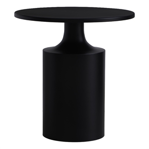 Zoe 20 Inch Modern Round Iron Side Table with Pedestal Base- Matte Black