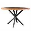 48 Inch Handcrafted Dining Table-Mango Wood Round Top- Iron Crisscrossed Legs
