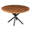 48 Inch Handcrafted Dining Table-Mango Wood Round Top- Iron Crisscrossed Legs