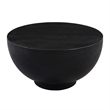 30 Inch Modern Art Coffee Table- Round Drum Shape- Solid Mango Wood- Matte Black