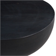 30 Inch Modern Art Coffee Table- Round Drum Shape- Solid Mango Wood- Matte Black