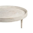 33 Inch Coffee Table-Solid Mango Wood-Handcrafted Round Grooved Raised Edge