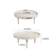 33 Inch Coffee Table-Solid Mango Wood-Handcrafted Round Grooved Raised Edge
