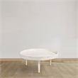 33 Inch Coffee Table-Solid Mango Wood-Handcrafted Round Grooved Raised Edge