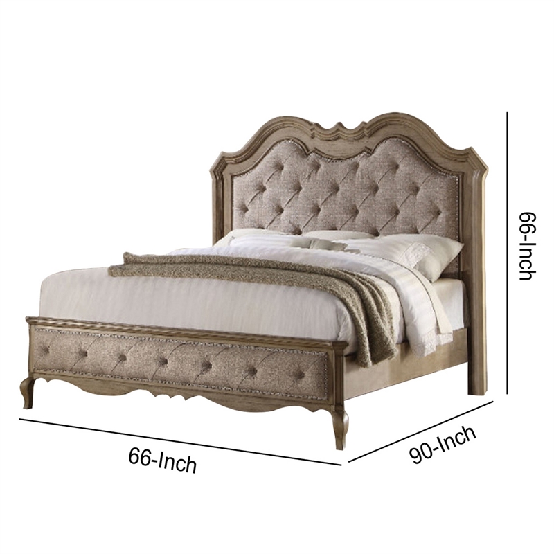Benjara Sophisticated Contemporary Style Queen Size Bed- Brown