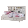 Benjara Contemporary Style Twin Size Bed with Bookcase Headboard & Storage-White