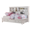 Benjara Contemporary Style Twin Size Bed with Bookcase Headboard & Storage-White