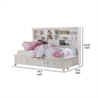 Benjara Contemporary Style Twin Size Bed with Bookcase Headboard & Storage-White