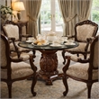 Benjara Courteous Dining Table with Pedestal- Cherry Brown