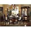 Benjara Courteous Dining Table with Pedestal- Cherry Brown