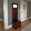 Benjara Molded Wooden Frame Hall Tree with Lift Top Box and Mirror Insert- Brown