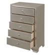 Benjara 5 Drawer Chest with Decorative Knobs and Bracket Feet- Champagne