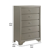 Benjara 5 Drawer Chest with Decorative Knobs and Bracket Feet- Champagne