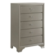 Benjara 5 Drawer Chest with Decorative Knobs and Bracket Feet- Champagne