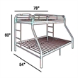 Benjara Tritan Twin/Full Bunk Bed- Red
