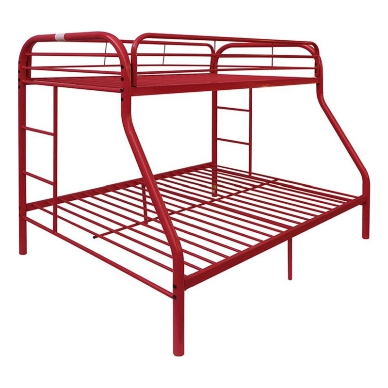 Benjara Tritan Twin/Full Bunk Bed- Red