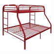 Benjara Tritan Twin/Full Bunk Bed- Red