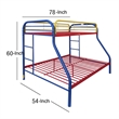Benjara Tritan Twin/Full Bunk Bed- Rainbow