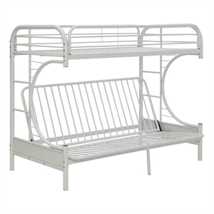 Benjara Eclipse Twin XL/Queen/Futon Bunk Bed- White