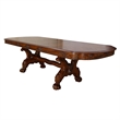 Benjara Dresden Dining Table With Two Encarved Pedestal- Cherry Oak