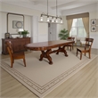 Benjara Dresden Dining Table With Two Encarved Pedestal- Cherry Oak