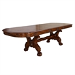 Benjara Dresden Dining Table With Two Encarved Pedestal- Cherry Oak