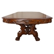 Benjara Dresden Dining Table With Two Encarved Pedestal- Cherry Oak
