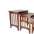 Benjara 3 Piece Nesting Table with Plank Tabletop and Slatted Sides- Oak Brown