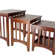 Benjara 3 Piece Nesting Table with Plank Tabletop and Slatted Sides- Oak Brown